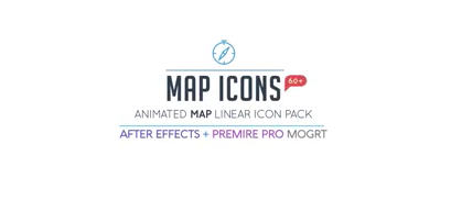 AE模板+PR预设-60+线条图标ICON动画 Map Linear Icon Pack-1