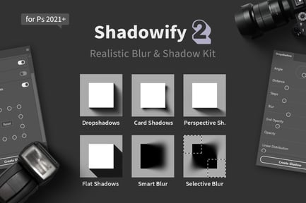 中文汉化逼真的模糊效果PS插件（Shadowify 2 – Realistic Blur & Shadow Kit）