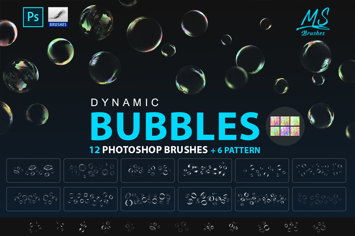 12种PS气泡泡笔刷预设 Bubbles Photoshop Brushes